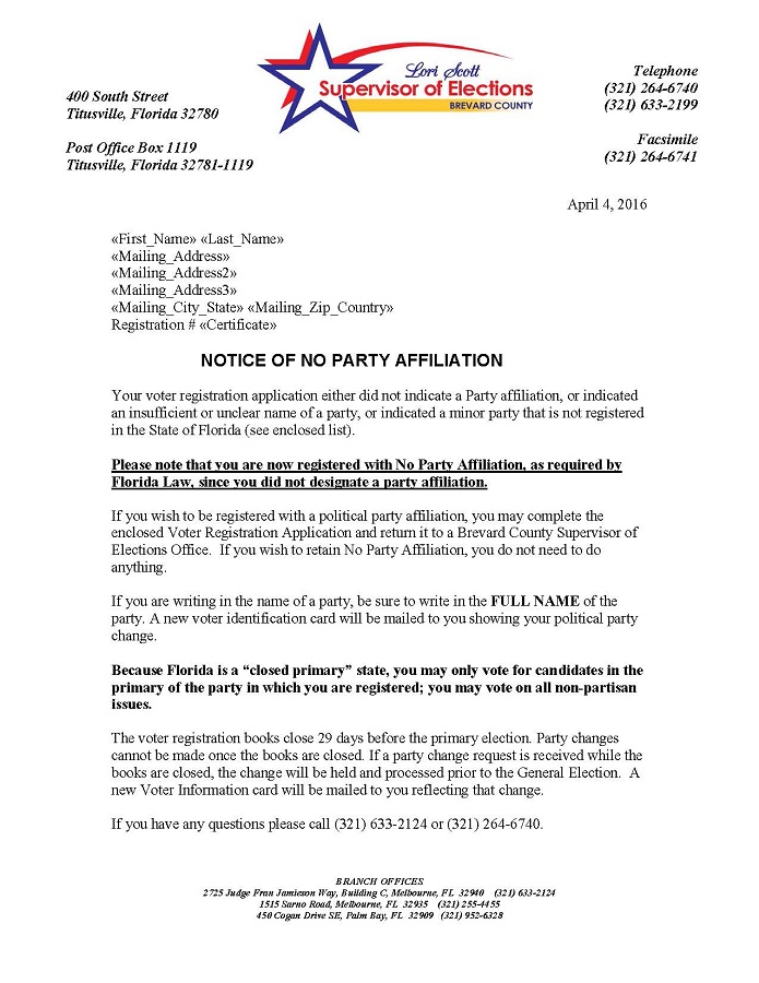 Sample NPA Notice with Good Registration letter